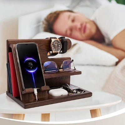 support telephone aussi pour chambre à coucher Boisé