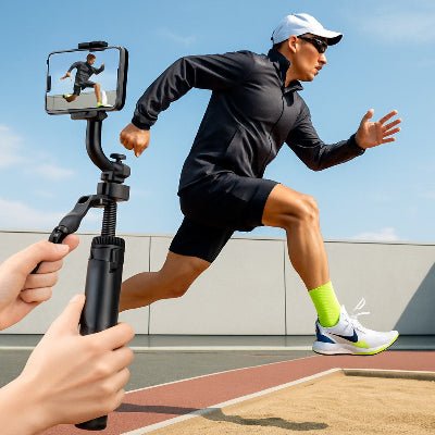 trépied pour smartphone homme saute et est filmé Ultrastable